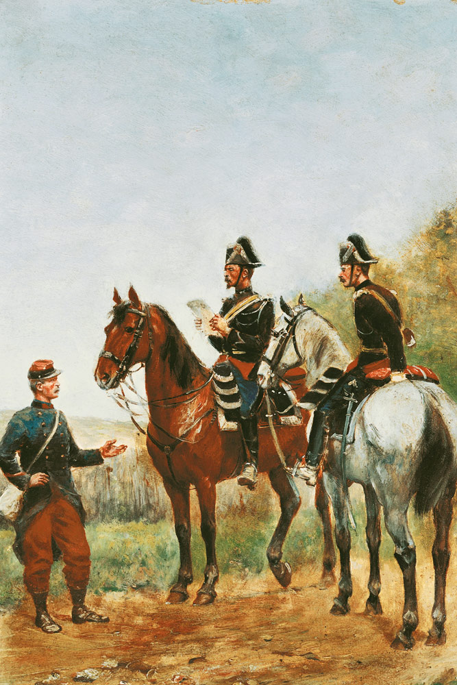 Police Officers on an Inspection Tour Checking a Serviceman in 1885 od Paul Emile Leon Perboyre
