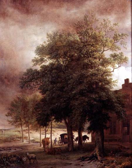 Landscape with carriage or House beyond the trees od Paulus Potter