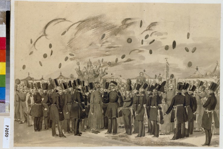Grand Duke Mikhail Pavlovich Visiting the Camp of the Life-Guard Finland Regiment on July 8, 1837 od Pawel Andrejewitsch Fedotow