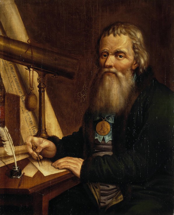 Portrait of the mechanic and inventor Ivan P. Kulibin (1735-1818) od Pawel Petrowitsch Wedenezki