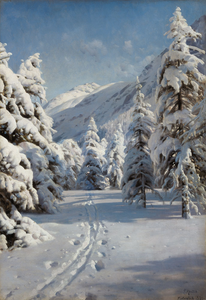 Winter landscape at Morteratsch. od Peder Moensted