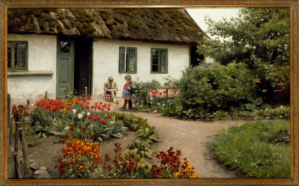 Reading in the Flower Garden od Peder Moensted
