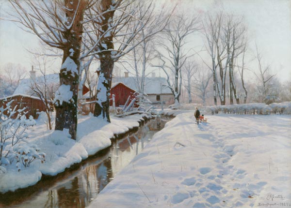 Winter landscape at Broendbyvester1927 od Peder Moensted