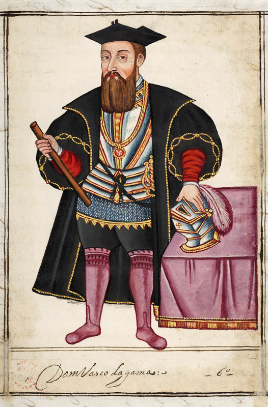 Sloane 197 f.18 Vasco da Gama (c.1469-1525), illustration from 'Historical Accounts of Portuguese Se od Pedro Barretto de Resende