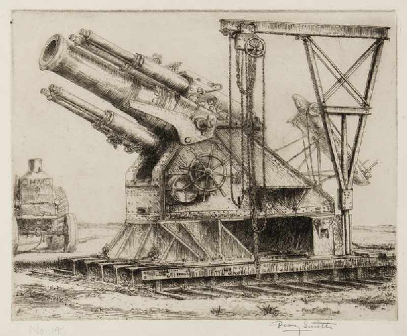 The 15 inch Howitzer, 1916 (etching) od Percy John Delf Smith