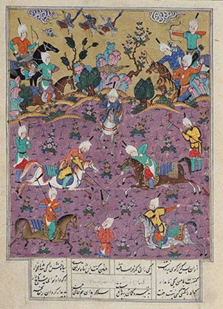 Ms D-184 fol.140a Siavosh Playing Polo with Afrasiab, from 'Firdawsi's Shahnama' od Persian School