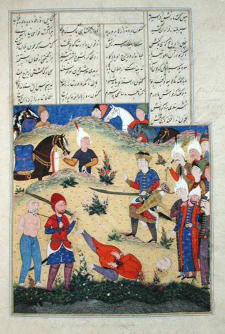 Ms D-184 fol.208b The decapitation of Afrasiab's dream comes to pass, illustration from the 'Shahnam od Persian School