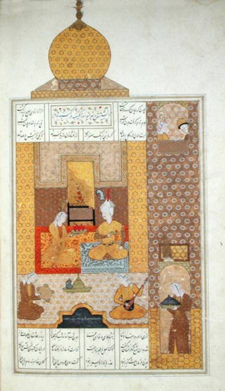 Ms D-212 fol.205b Bahram (420-28) Visits the Princess of Turkestan, illustration to 'The Seven Princ od Persian School