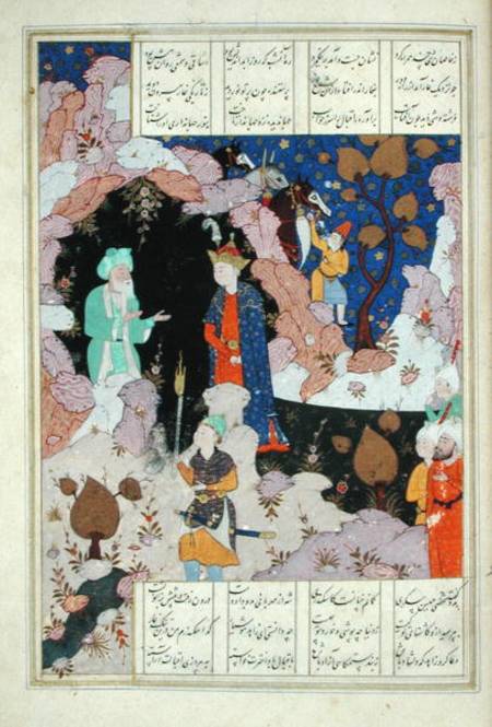 Ms D-212 fol.285a Alexander Visits a Hermit, illustration to 'The Book of Alexander', 1191 od Persian School