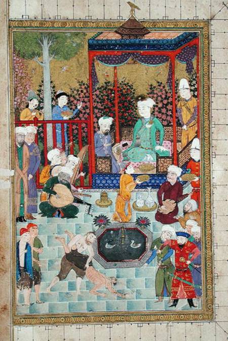Ms C-822 fol.1v A Princely Reception, illustration from the 'Shahnama' (Book of Kings), by Abu'l-Qas od Persian School