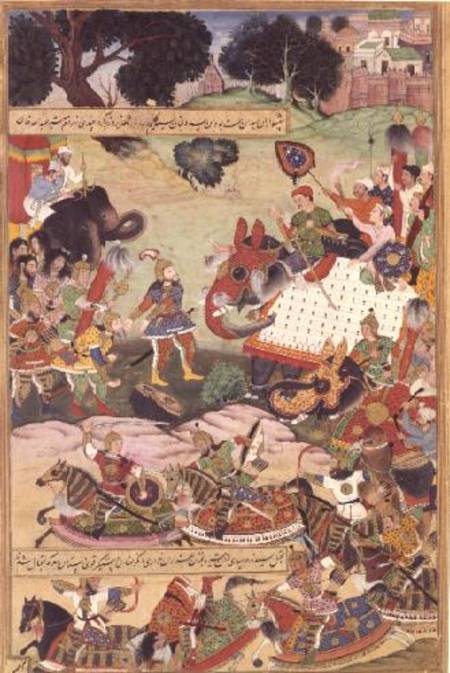 Battle between the forces of Persia and Turan, illustration from the 'Shahnama' (Book of Kings) od Persian School