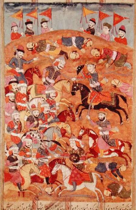 Battle between the Persians and the Turanians, illustration from the 'Shahnama' (Book of Kings), by od Persian School
