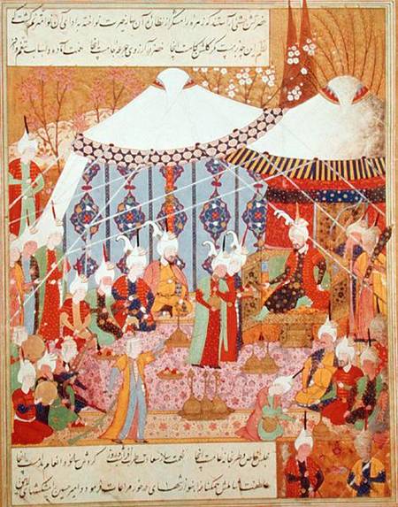 Or.1359 fol. 35 v. Sultan Bayazid Captured by Timur (1370-1405) from the Zafenamah od Persian School