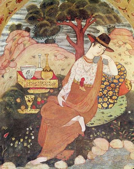 Princess sitting in a garden, Safavid Dynasty od Persian School