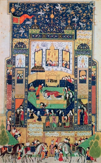 The Death of Shirin, illustration to ''Khosro and Shirin'' Elias Nezami (1140-1209), 1504 (gouache & od Persian School