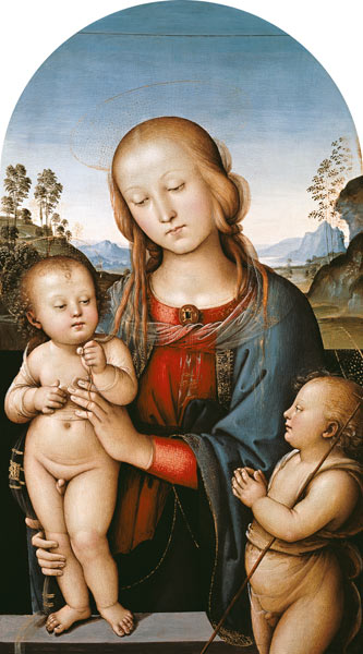 The virgin with the child and the Johannesknaben od Perugino (eigentl. Pierto di Cristoforo Vanucci)