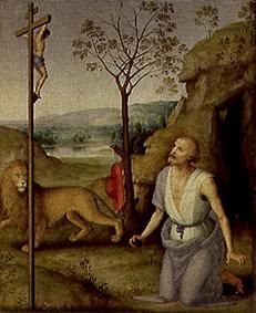 The St. Hieronymus in the desert od Perugino (eigentl. Pierto di Cristoforo Vanucci)