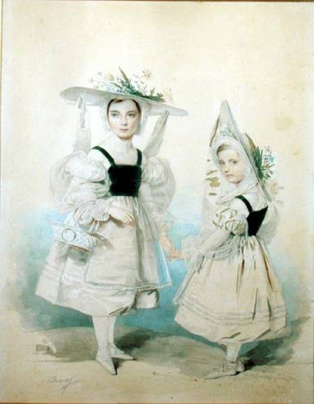 Portrait of the Grand Princesses Olga and Alexandra in Fancy Dress od Peter Fedorowitsch Sokolov