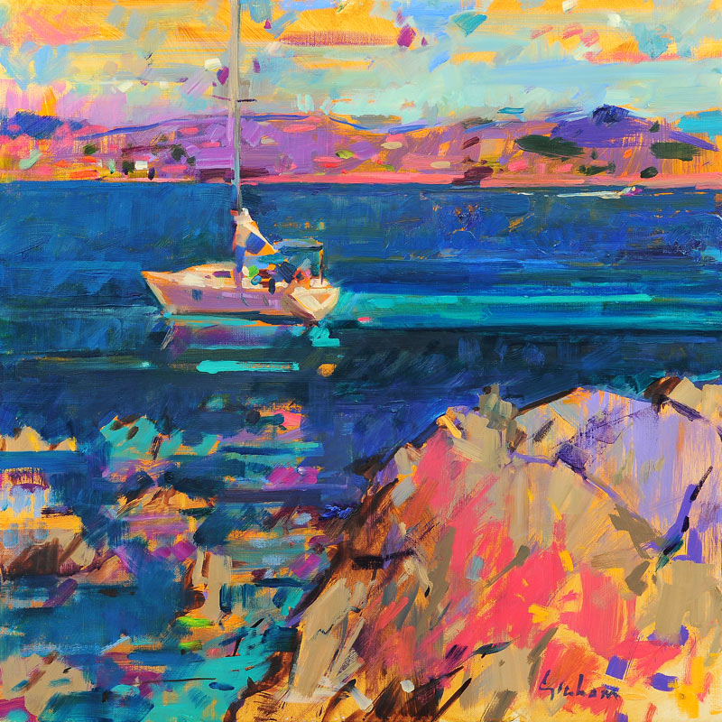 At Anchor, St Tropez Coast od Peter  Graham
