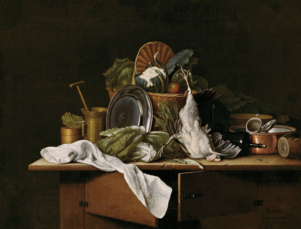 Quiet life with vegetables and dead chicken od Peter Jakob Horemans