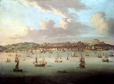 The British Fleet Sailing into Lisbon Harbour od Peter Monamy