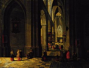 Inside of a Gothic church with three naves od Peter Neefs d.Ä.
