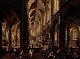 (the inside of the cathedral of Antwerp fray out staffage for Francken III of).