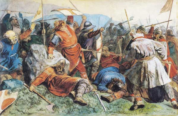Saint Olav at the Battle of Stiklestad od Peter Nicolai Arbo