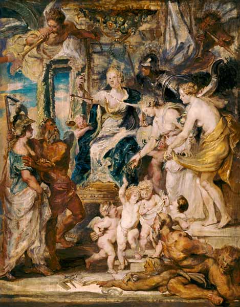 The happy government of the queen outline to the Medici cycle. od Peter Paul Rubens