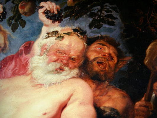 Drunken Silenus Supported by Satyrs, c.1620 (oil on canvas) (detail of 259760) od Peter Paul Rubens