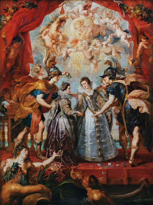 The Exchange of the Princesses at the Spanish Border. (The Marie de' Medici Cycle) od Peter Paul Rubens
