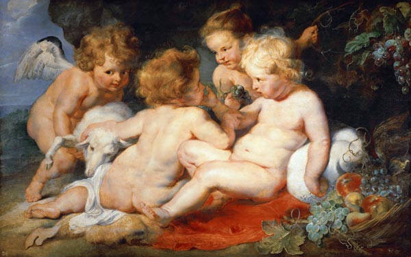 Das Christkind mit dem Johannes-Knaben und zwei Engeln od Peter Paul Rubens