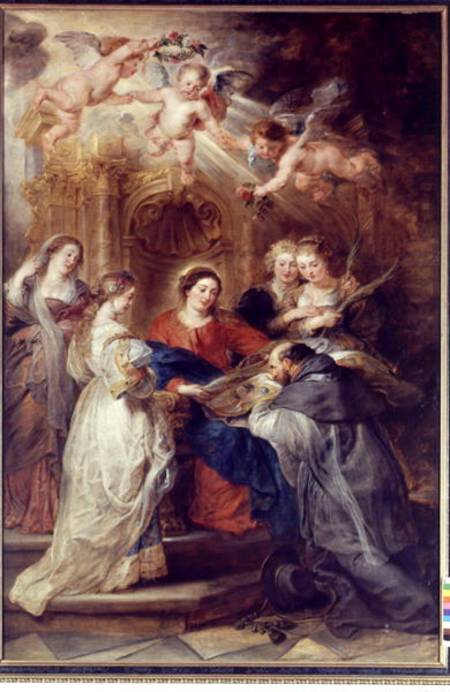 St. Ildefonso Altarpiece, central panel depicting the Virgin Mary Presenting a Liturgical Robe to St od Peter Paul Rubens