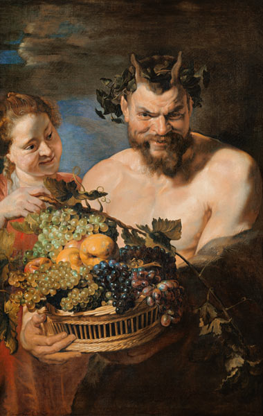 Satyr and girl with Früchtekorb. od Peter Paul Rubens