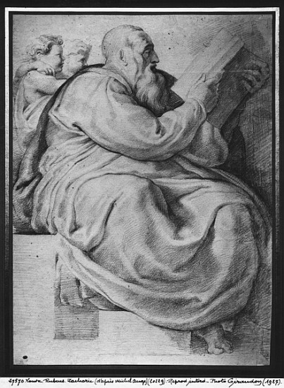 The Prophet Zacharias, after Michangelo Buonarroti (1475-1564) (pierre noire & red chalk on paper) od Peter Paul Rubens