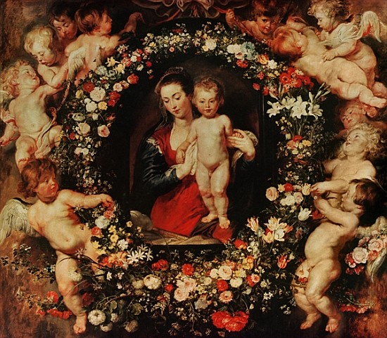 Virgin with a Garland of Flowers, c.1618-20 od Peter Paul Rubens