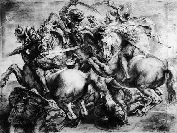 The Battle of Anghiari after Leonardo da Vinci (1452-1519) od Peter Paul Rubens