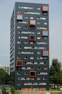 Fassade Hochhaus Anthrazit Orange od Peter Seifarth