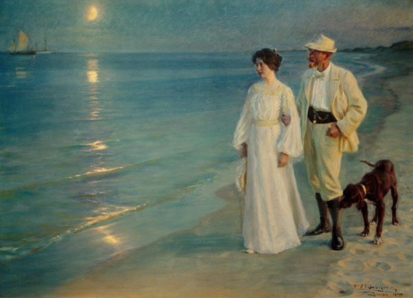 Sommerabend am Strand von Skagen. Der Künstler und seine Frau od Peter Severin Kroyer