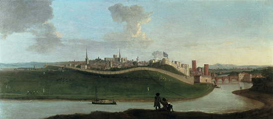 View of Chester, With Two Figures By The River In The Foreground od Peter Tillemans