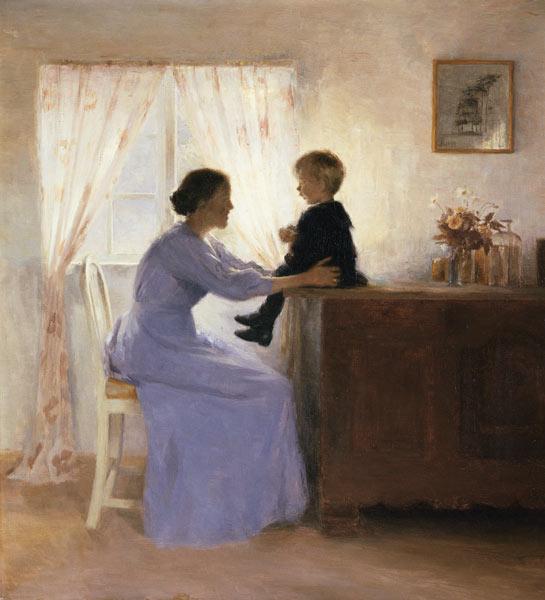 A Mother and Child in an Interior