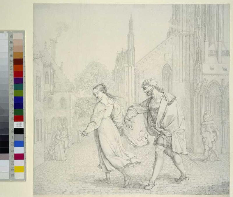 Szene am Ausgang der Kirche (Illustration zu Goethes Faust) od Peter von Cornelius