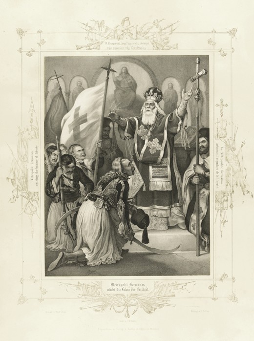 The Metropolitan Germanos raising the banner of freedom (From the Album of Greek Heroism) od Peter von Hess