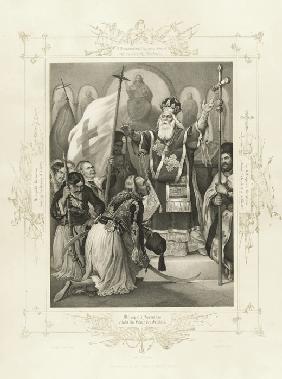 The Metropolitan Germanos raising the banner of freedom (From the Album of Greek Heroism)
