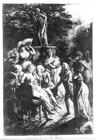 Meeting with Madame de Stael (1766-1817) od Philibert Louis Debucourt
