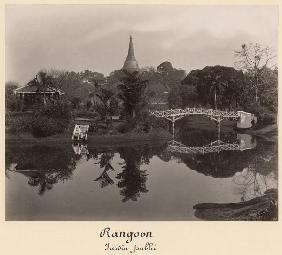 Island pavilion in the Cantanement Garden, Rangoon, Burma, late 19th century (albumen print) (b/w ph