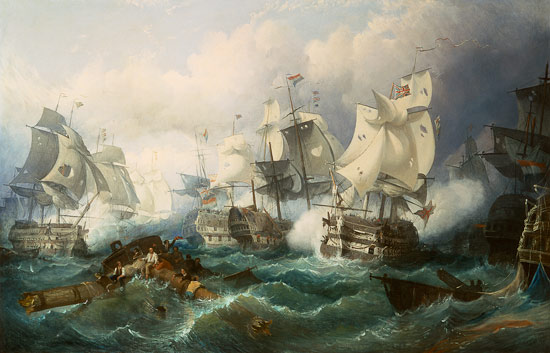 The naval battle of Trafalgar od Philip James (auch Jacques Philippe) de Loutherbourg