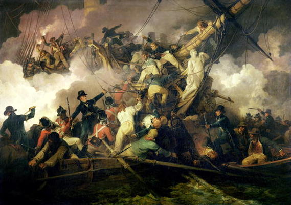 The Cutting-Out of the French Corvette, 'La Chevrette', 21st July 1801 (oil on canvas) od Philip James Loutherbourg