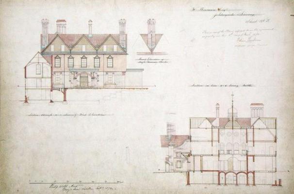 Design for the Red House, Bexley Heath (pen and ink and w/c on paper) od Philip Webb