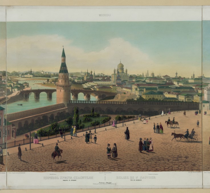 View of the Cathedral of Christ the Saviour and the Moscow Kremlin (from a panoramic view of Moscow  od Philippe Benoist